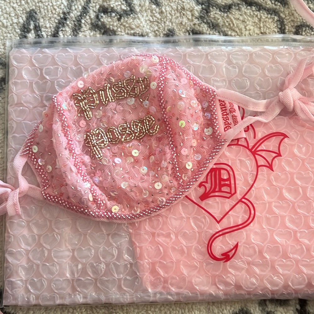 Dyspnea P*ssy Possè Mesh Beaded Face Mask
